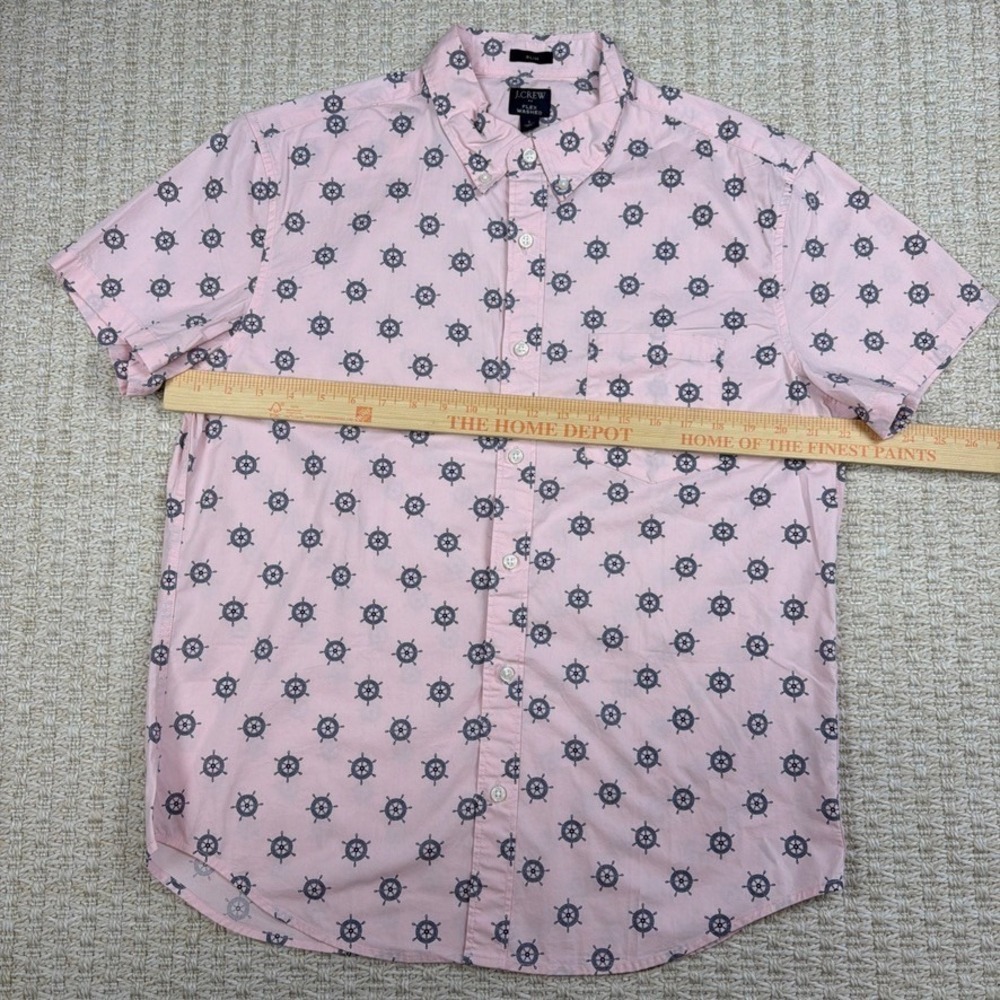 J Crew Flex Washed Mens L Pink Ship Wheel Button Shirt‎ Slim Nautical Preppy - Picture 9 of 9